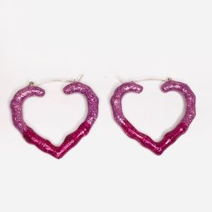 Betsey Johnson Heart Hoop Earrings, Ombré, Pink